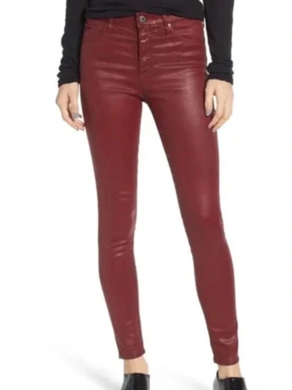 AG Farrah High Rise Ankle Skinny Coated Leatherette Jeans